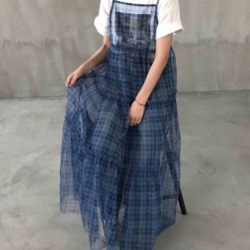 Plaid mesh dress